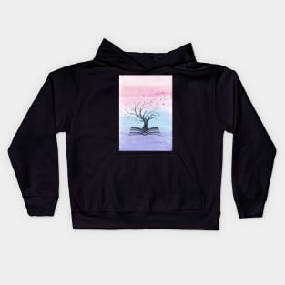 Mystical Tree Growing from an Opened Book Kids Hoodie